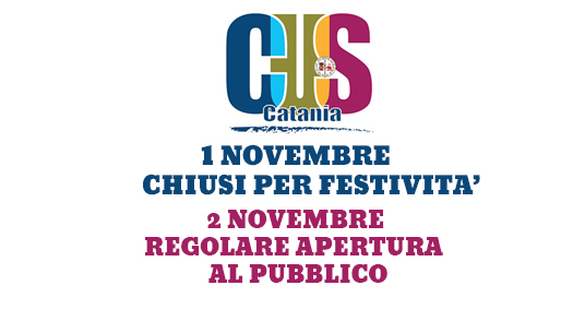 Avviso! 1 Novembre Chiusi – 2 Novembre Aperti